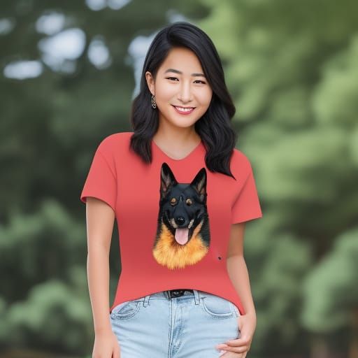German Shepherd T-Shirt: Cel Shaded Digital Portrait
