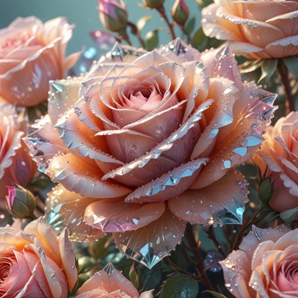 Delicate Crystal Roses in Pastel Hues