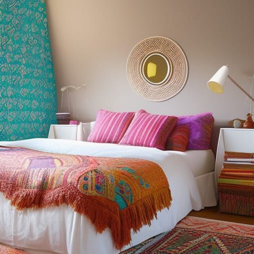 22nd century bedroom boho chic triadic colors