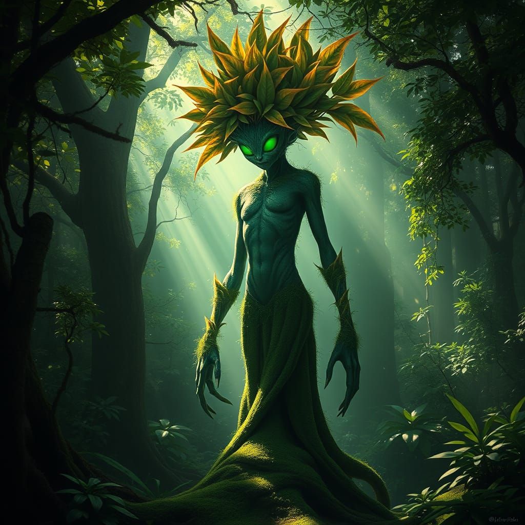 Ethereal Forest Spirit in Vibrant Verdure