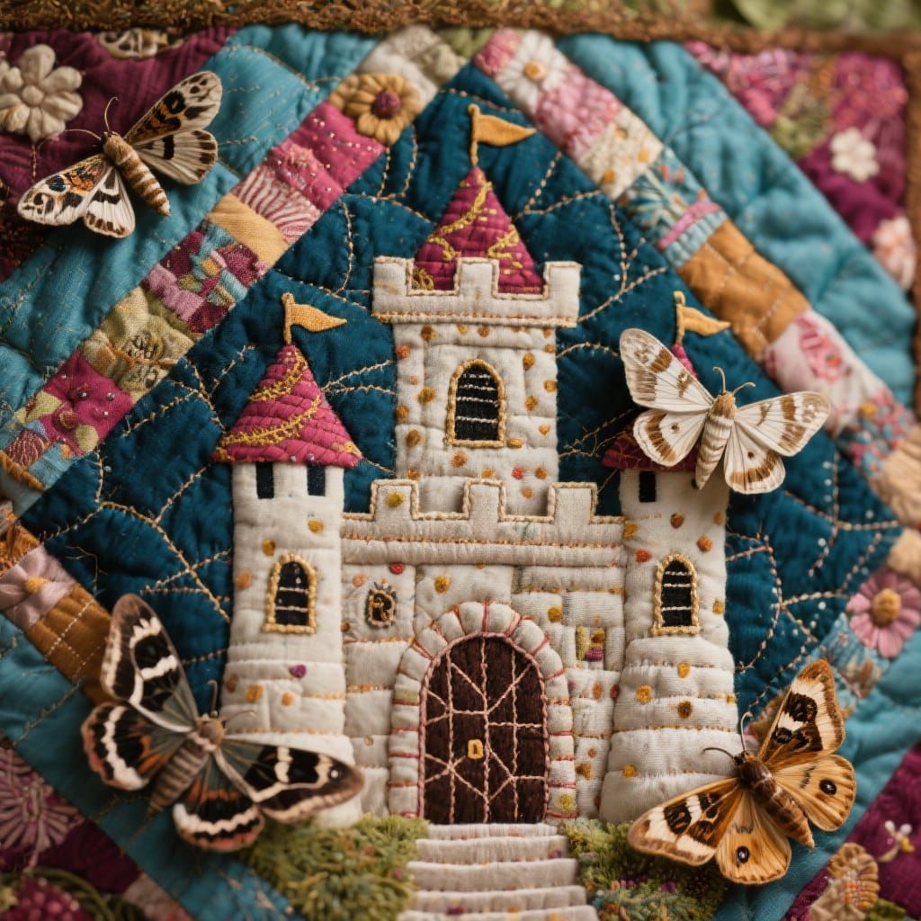 Quilted Castle and Moth Residents: Craftcore Needlework