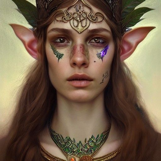 Forest Elf Portrait with Ornate Jewelry