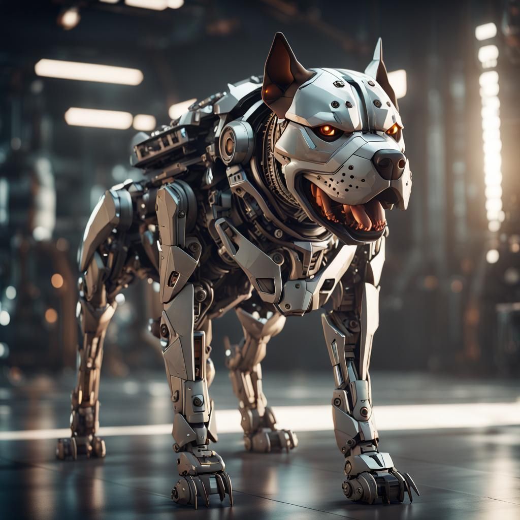 Menacing Sci-Fi Amstaff with Luminous Eyes