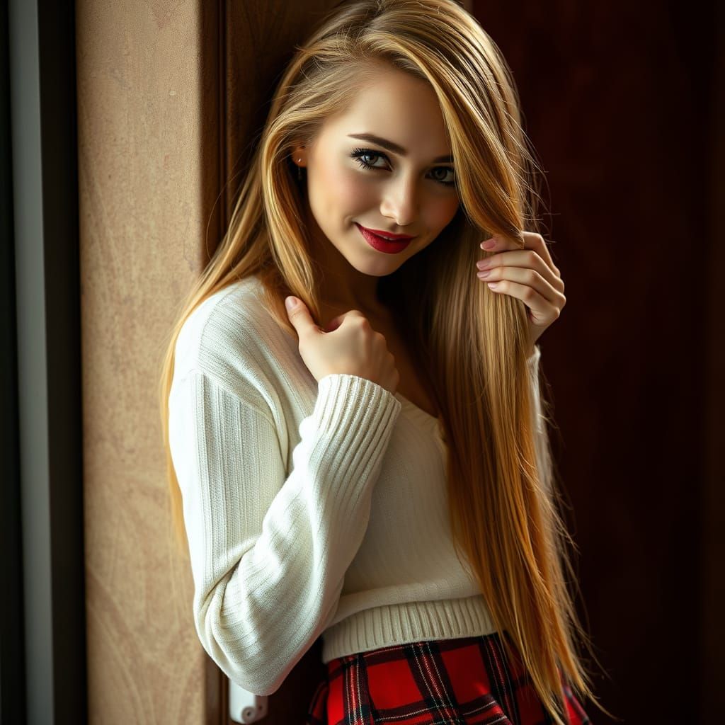 Elegant Blonde Woman in Art Nouveau Style