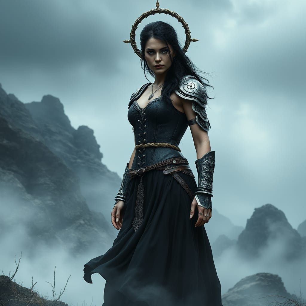 The Morrigan, Celtic Goddess of War and Fate, in Mystical La...