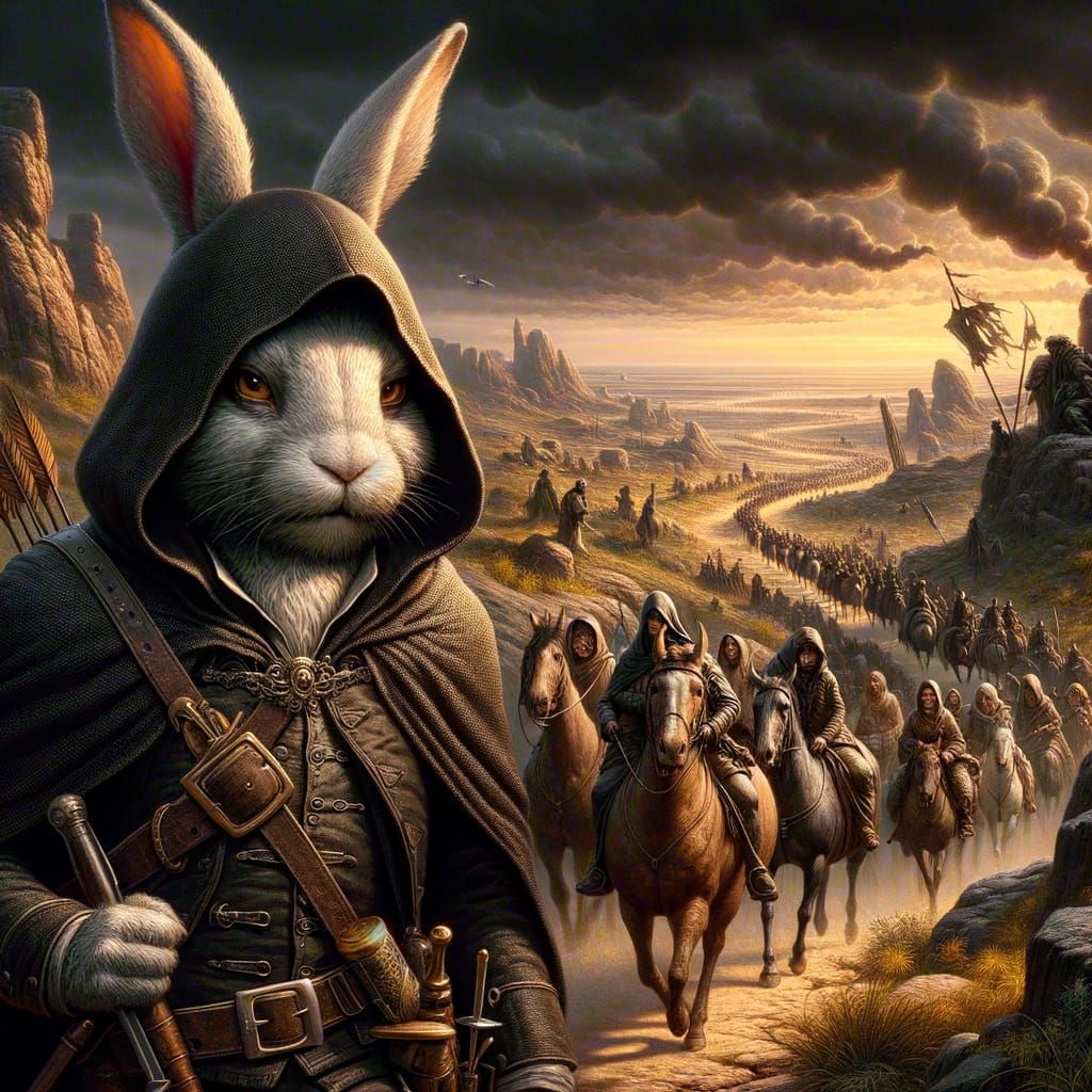 Assassin Rabbit Leads Civilians Through Dire Landscape