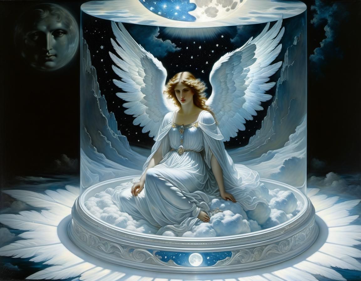 Astral Angel Hologram in Winter Landscape