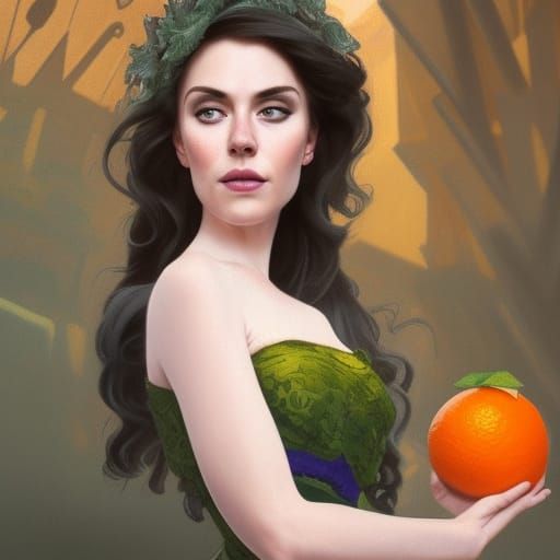 Portrait of Woman with Castle Background, Detailed Art