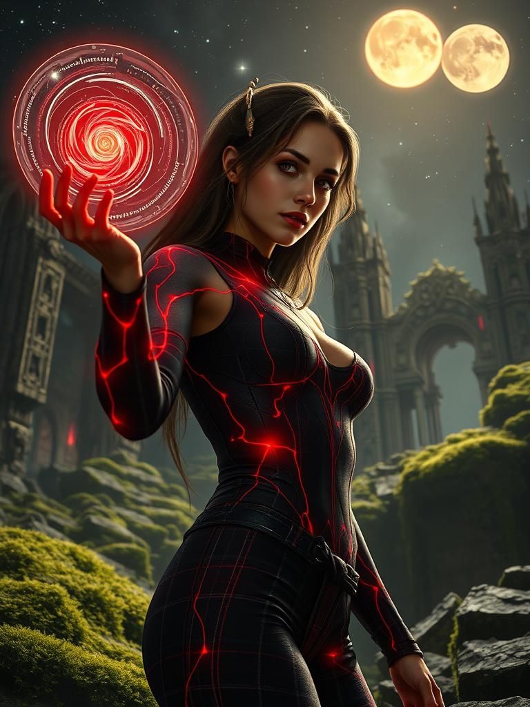 Futuristic Woman Touches Singularity in Anime-Realism