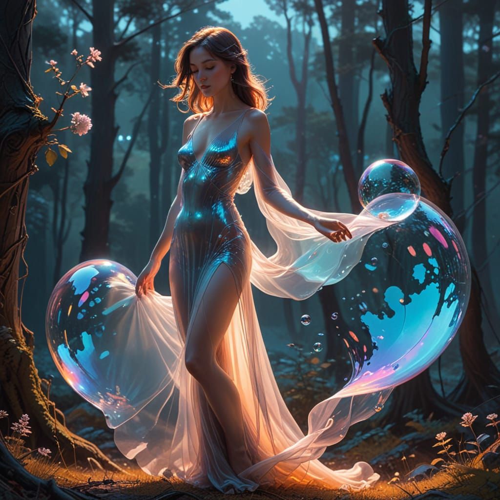 Ethereal Goddess in Dreamy, Iridescent Glow