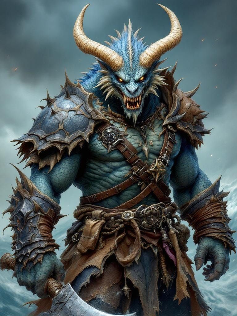 Dragonborn Pirate Barbarian Ready for Battle