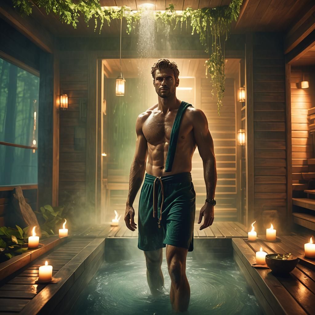 Man Exits Sauna in Finland-Inspired Digital Art
