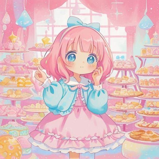 Whimsical Girl in Pastel Paradise