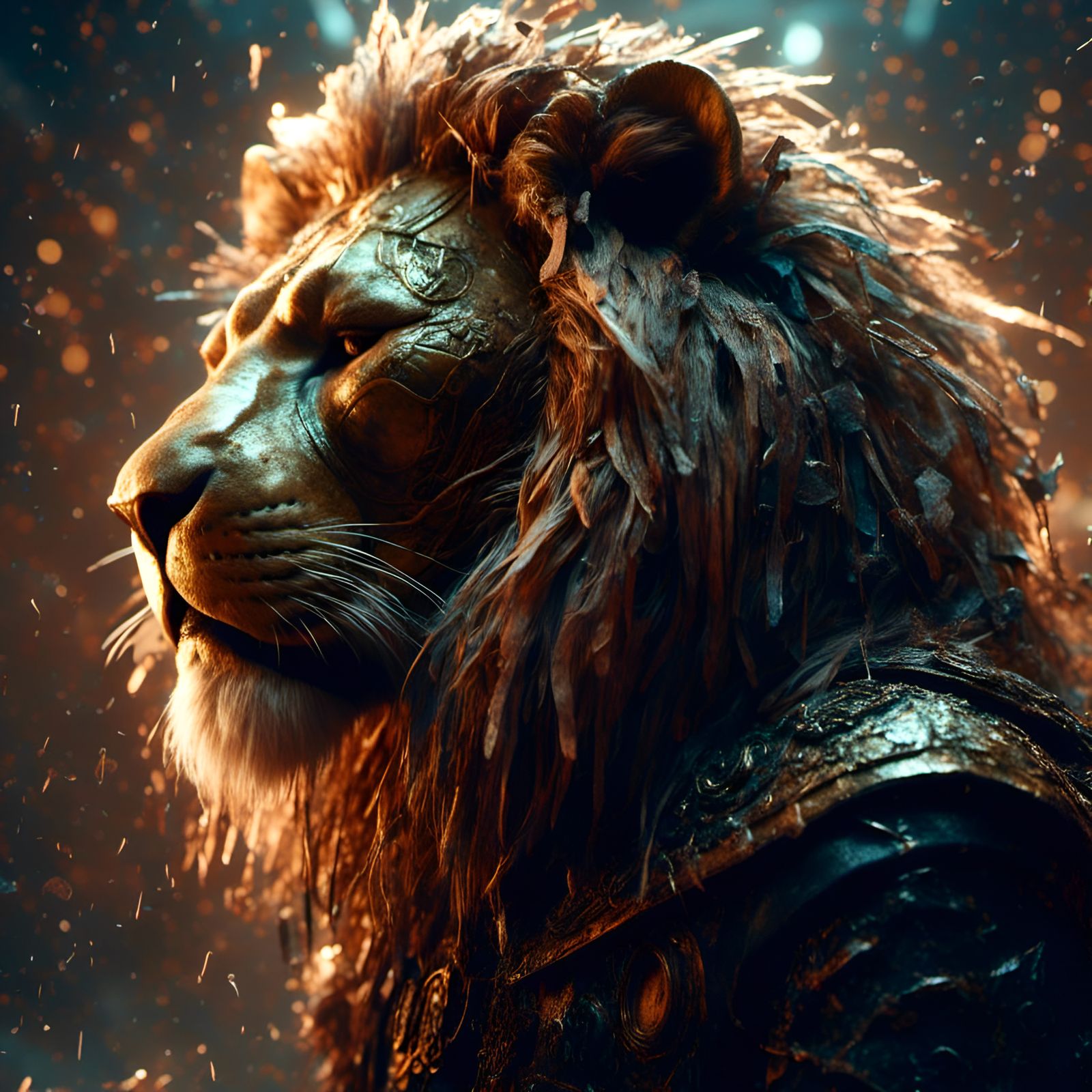 Lion as Leonardo DiCaprio in Bright Dramatic Lighting