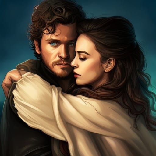 Moonlit Ship with Red Sails at Twilight