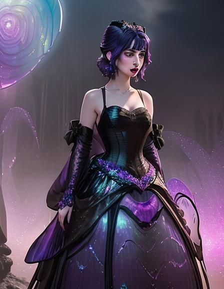 Anne Hathaway in Molten Glass Gown, Digital Painting