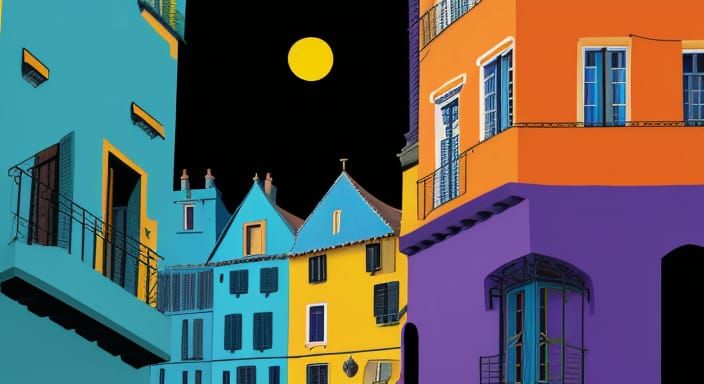 Vibrant Fauvist Village Scene