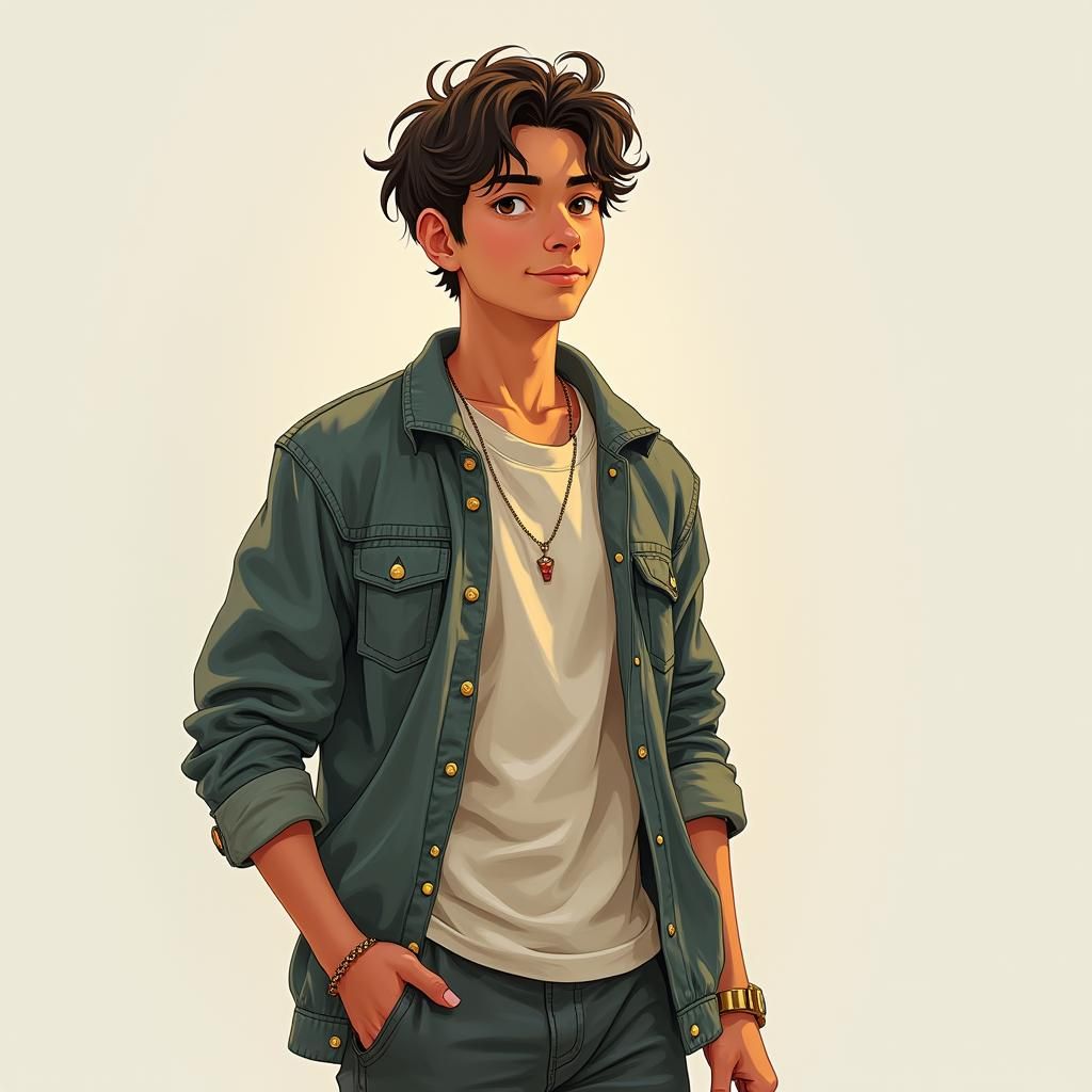 Portrait of Athletic Young Man in Art Nouveau Style