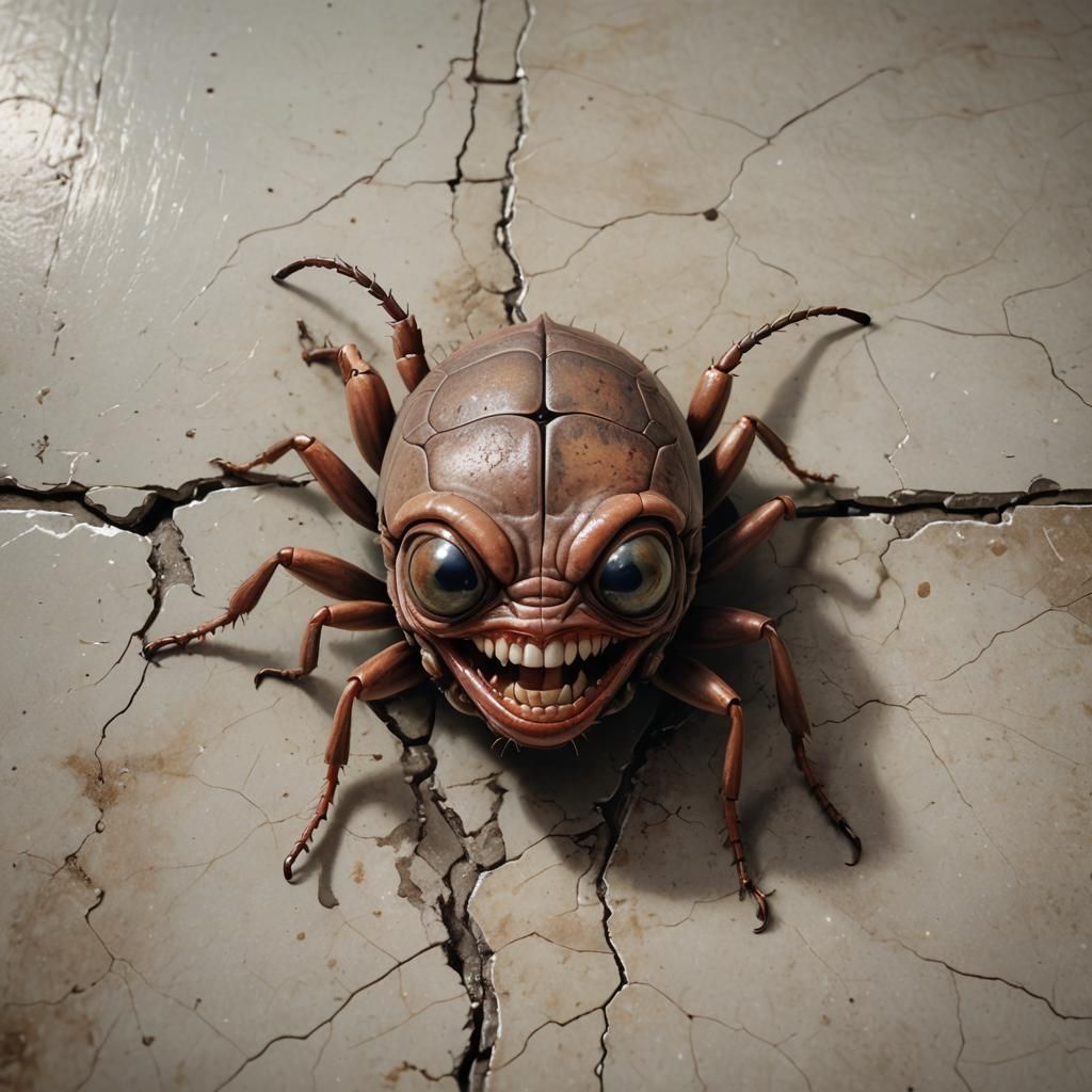 Surreal Bug Emerges From Kitchen Floor