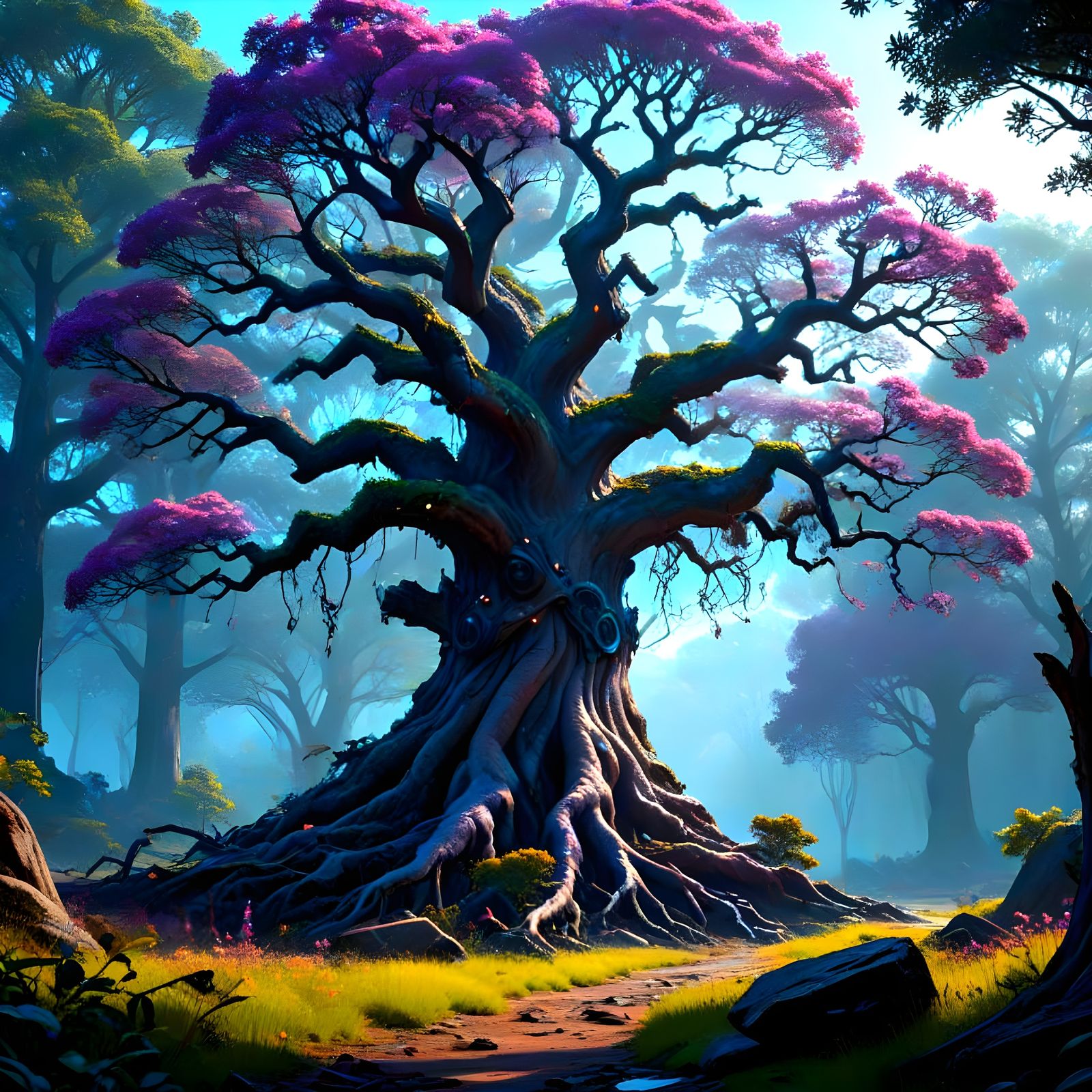 Mystical Oak Tree Radiates Power and Legend