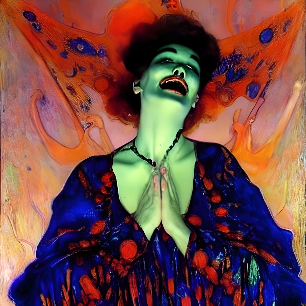 Spooky Modernisme Painting: Don't Worry, Be Happy