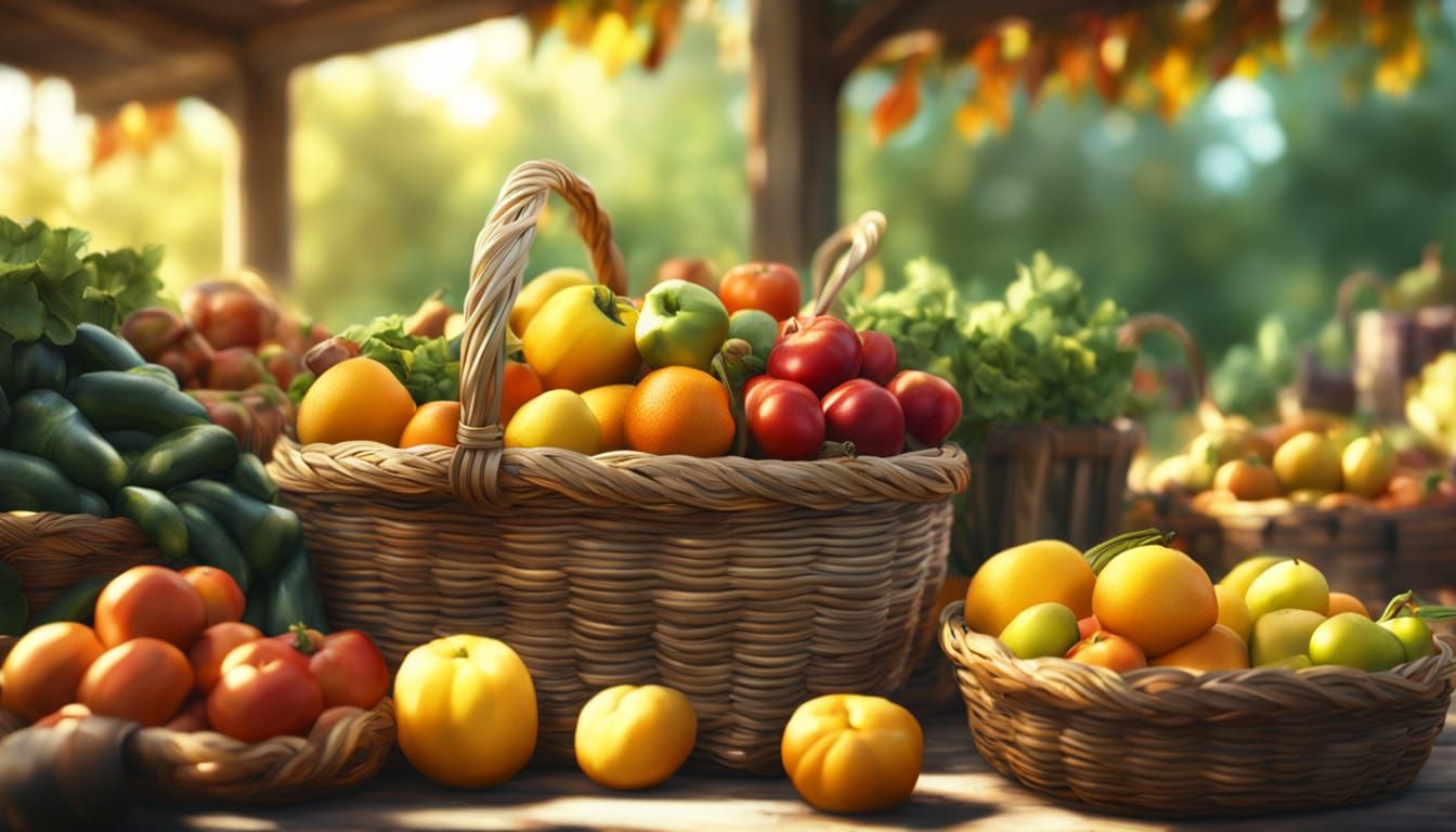 Vibrant Farmstand in Photorealistic Oil Painting