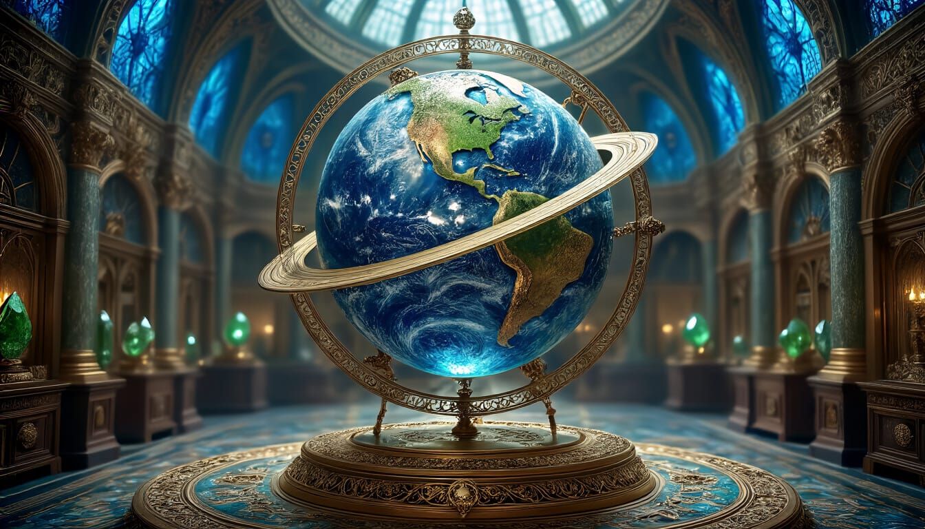 Ornate Orrery of Planet Earth in Arcane Hall