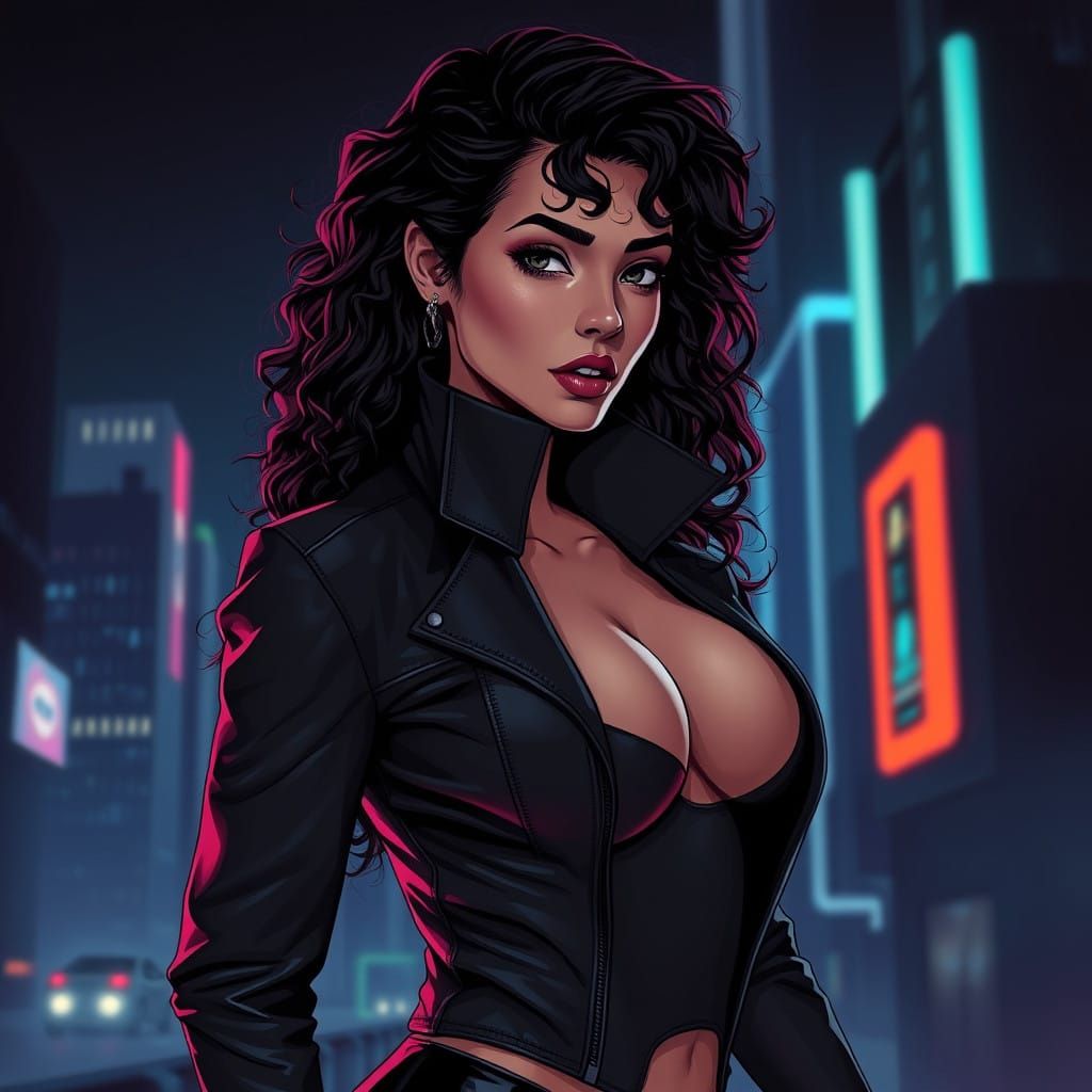 Futuristic Noir Goddess in Leather