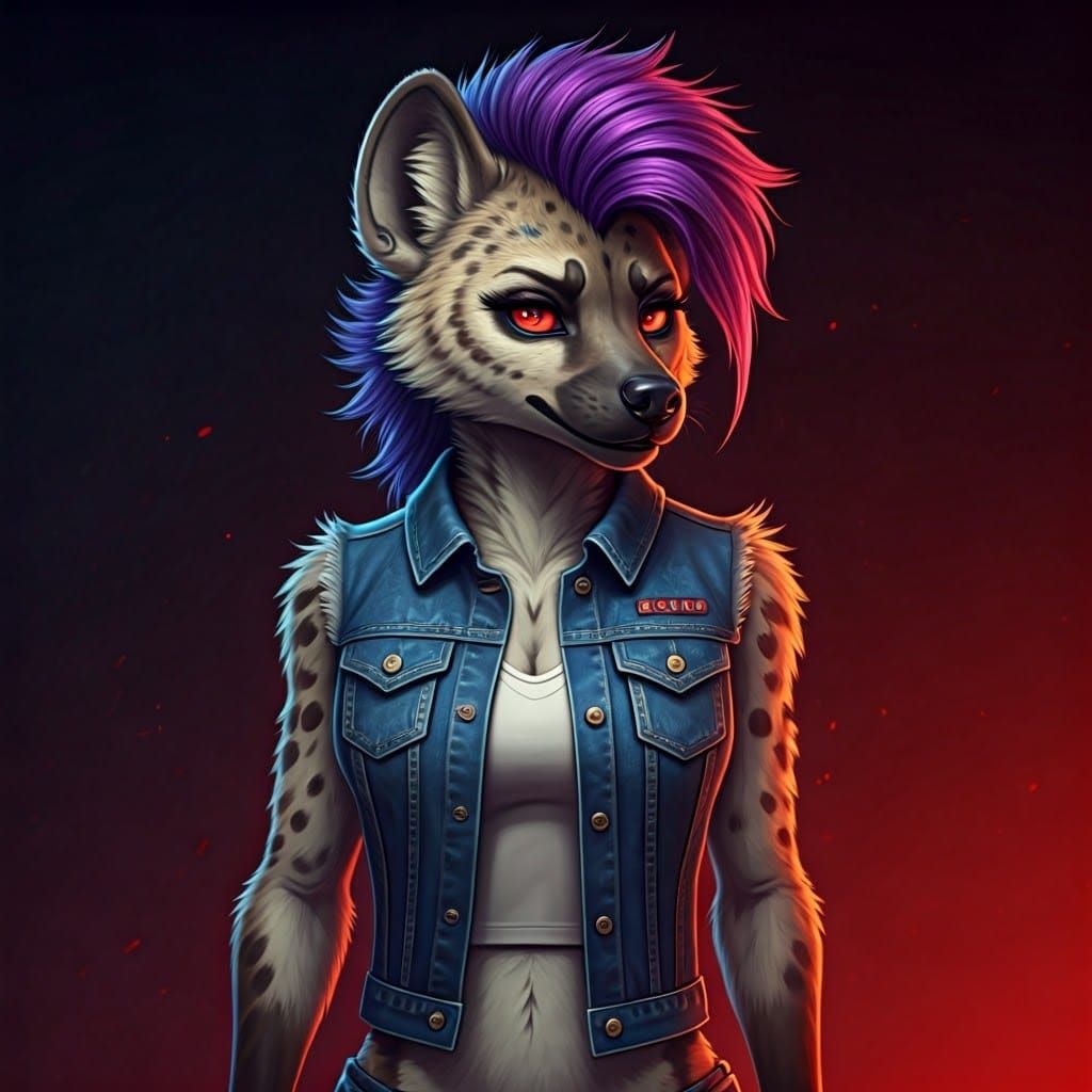 Romantic Encounter Between a Hyena in a Denim Vest