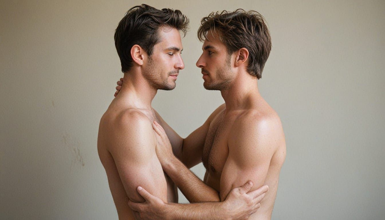 Two Men in a Tender Embrace