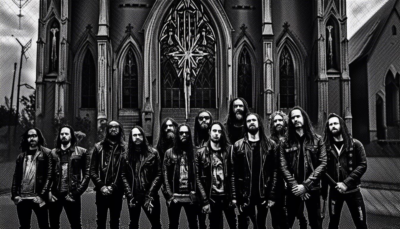 Black Metal Band Polaroid in Bleeding Horror Style