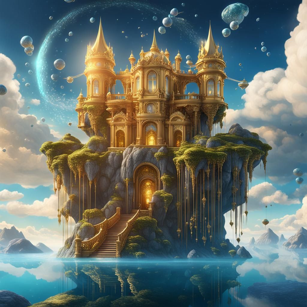 Crystalline Mansion in the Sky: Fantasy Concept Art