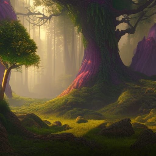 Fantastical Trees in Detailed Matte Painting