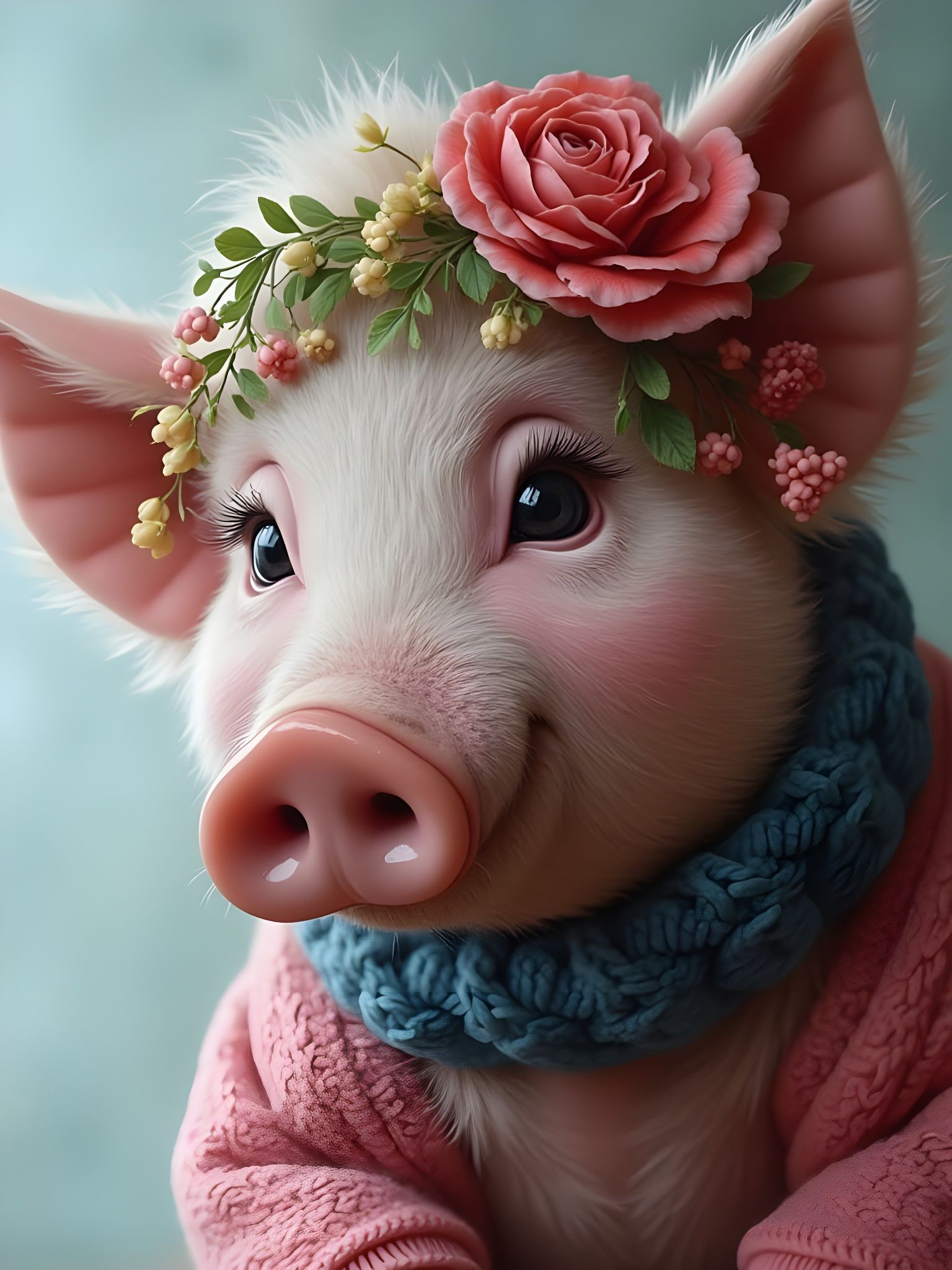 Sensual Pig Portrait in Pastel Shades
