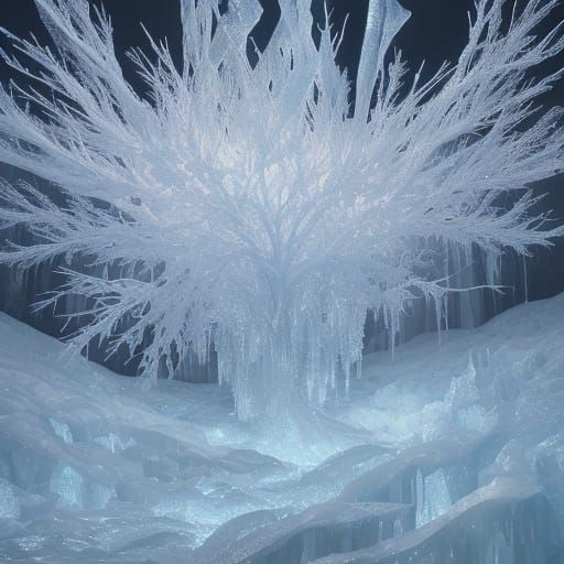 Frozen, Aflame: Hyperrealistic Waterfall Closeup