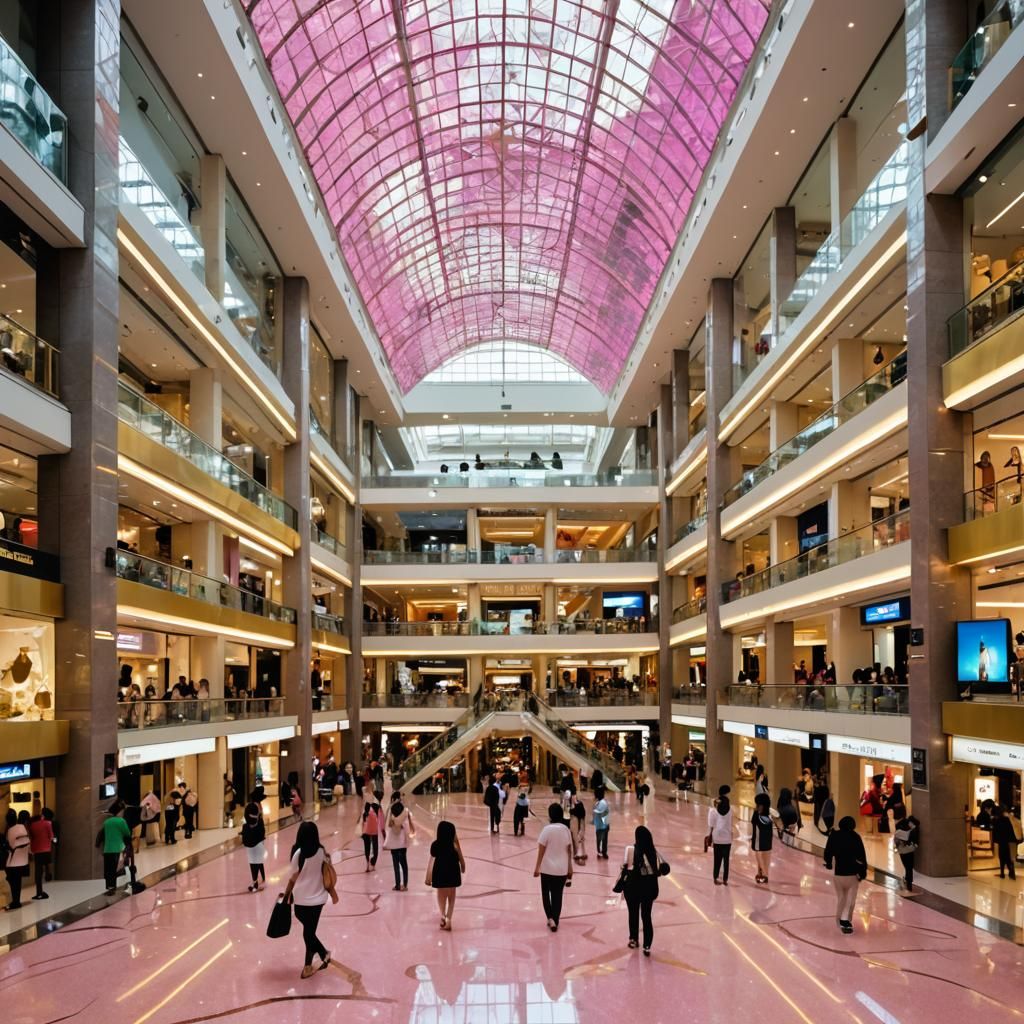 Bangkok Mall Atrium with Modern Thai Architecture