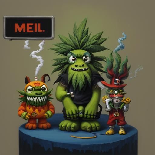 Cartoon Plushie Monsters in Oil Painting Style