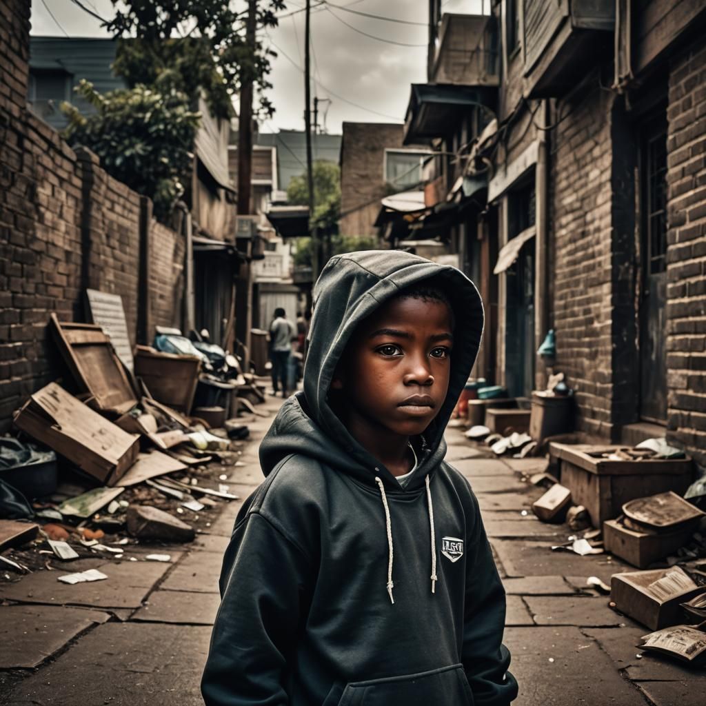 Hyperrealistic Portrait of Lil Mabu in the Hood