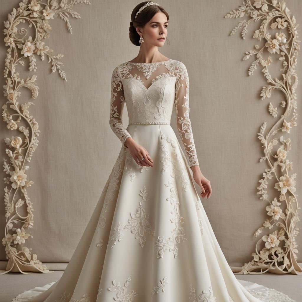 Elegant 1960s Wedding Dress Portrait