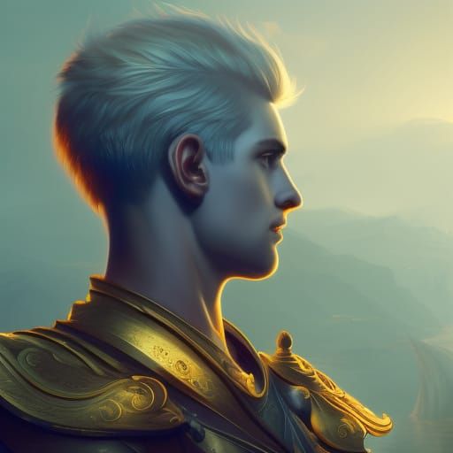 Fantastical Portrait of Young Man in Golden Frame