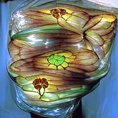 Tiffany Glass Lily Pad Vase with Tuberose