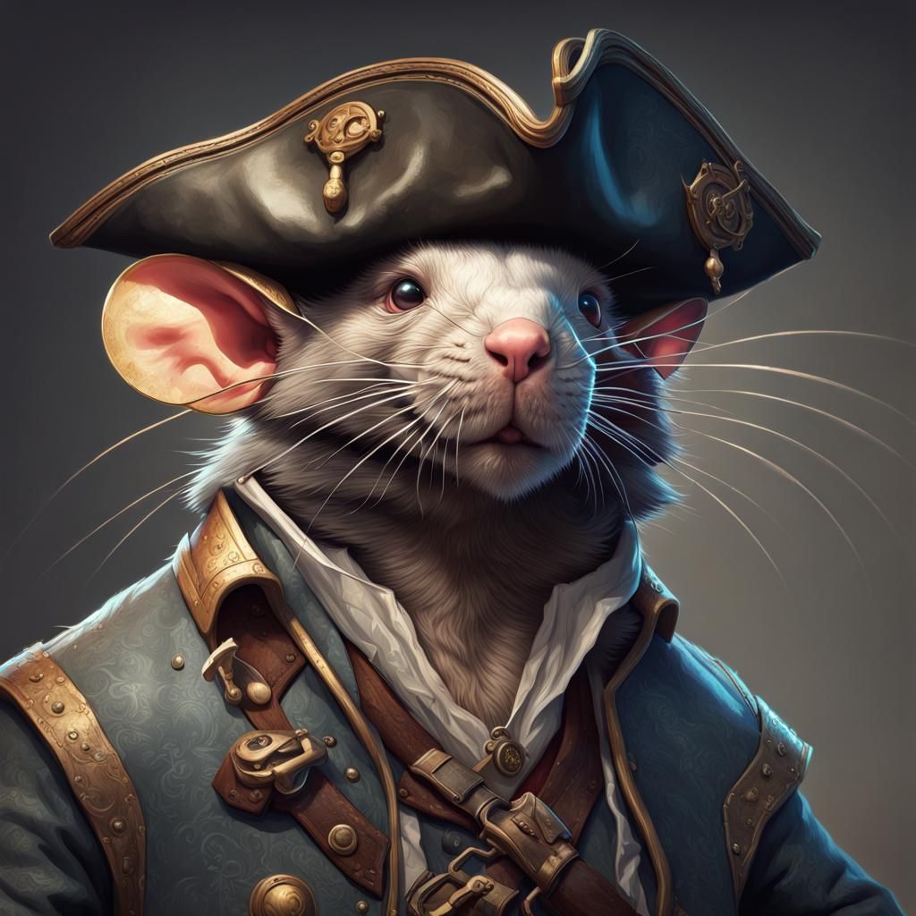 Detailed Portrait of a Pirate Rat in Digital Art Style