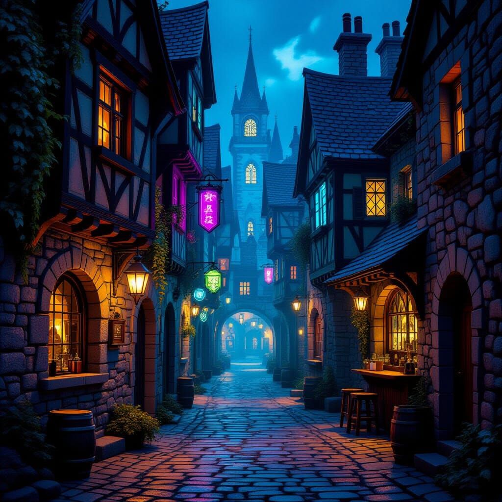 Recursive Alleys and Taverns Droste Effect Scene