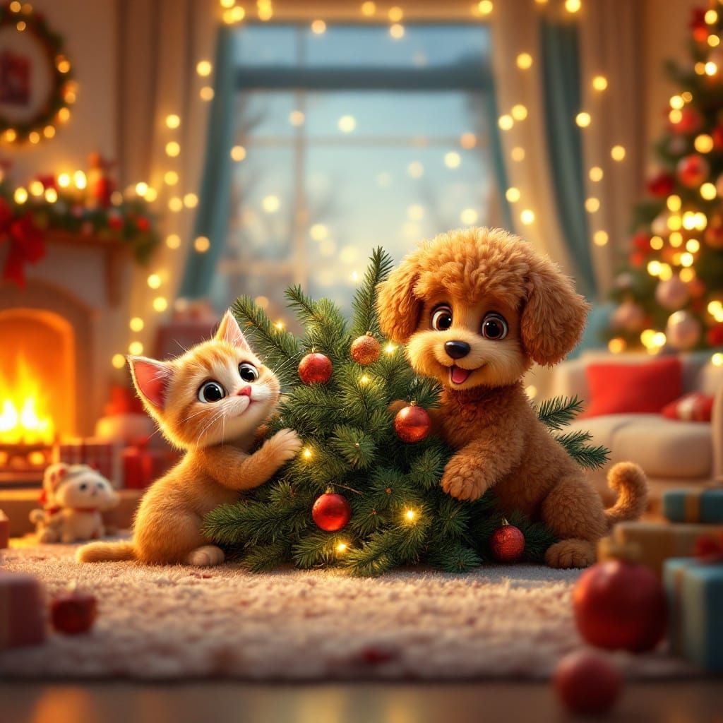 Pixar-Inspired Christmas Chaos with CGI Cartoon Pets