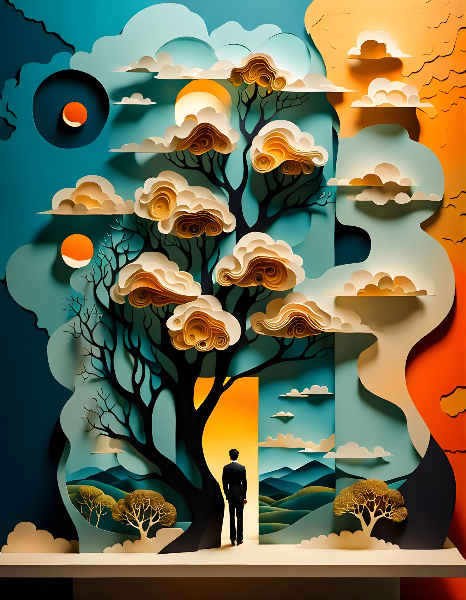 Surreal Paper Collage in Liminal Space