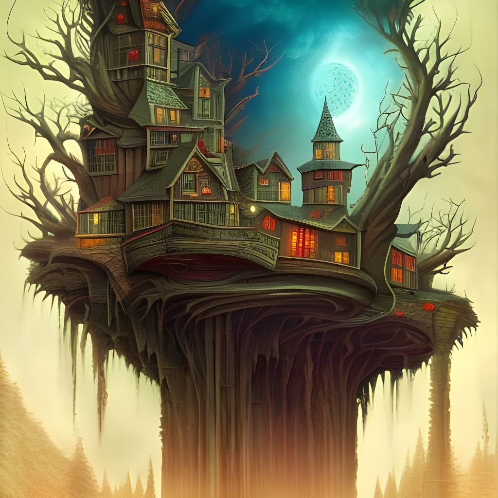 Fantasy Library Concept Art: Mixed Media Illustration