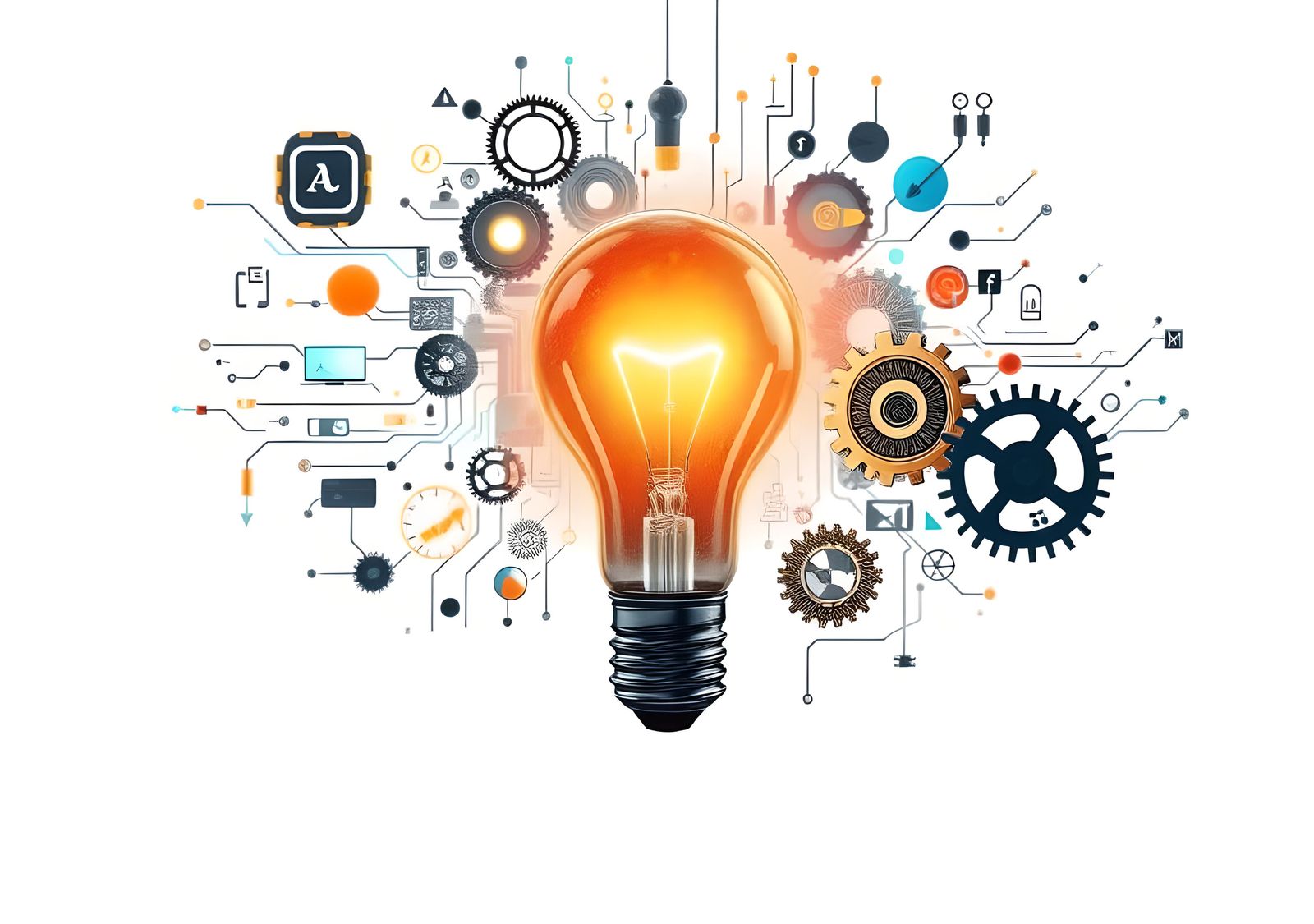 Idea Light Bulb with Technology Icons