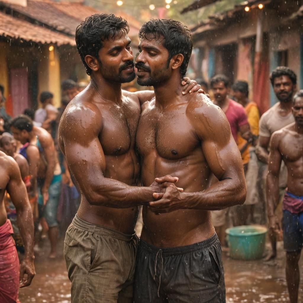 Intimate Embrace: Hyperrealistic Rendering of Three Men