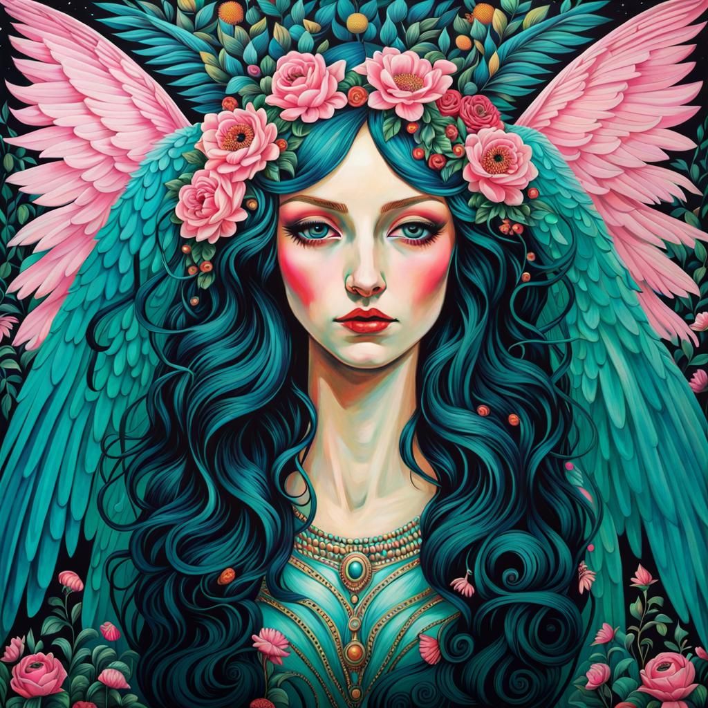 Ethereal Angel in Surreal Gothic Style