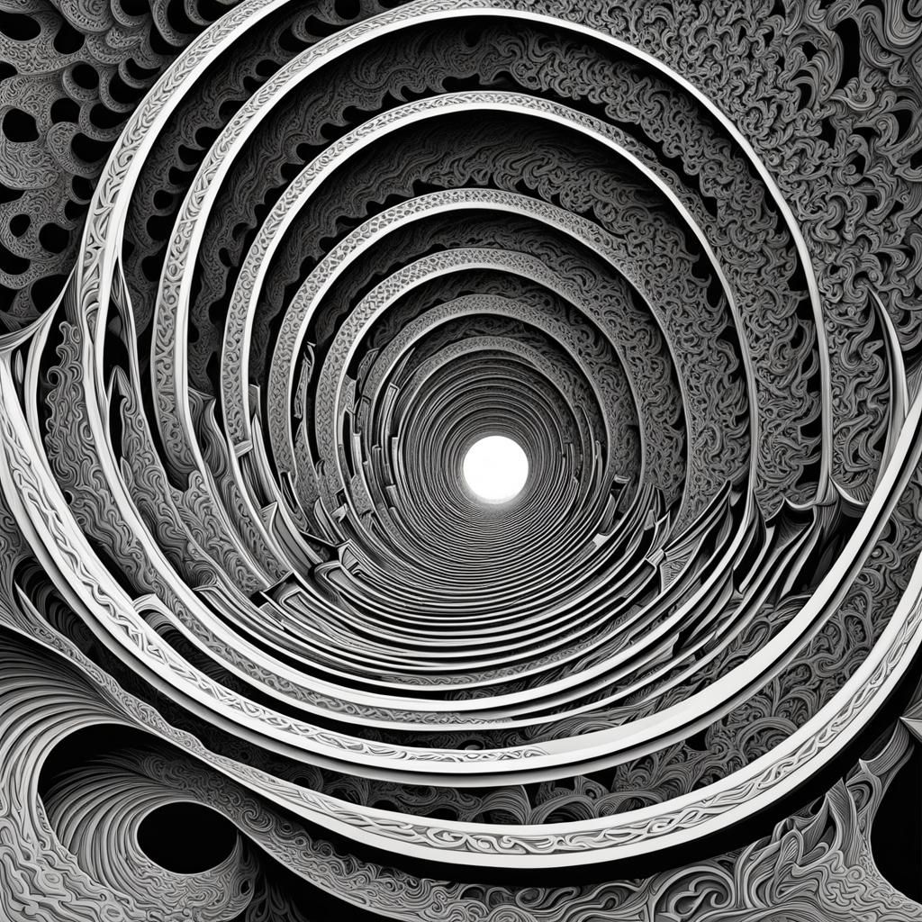 Escher-Inspired Entrance to Hell: Abstract Vector Fractal